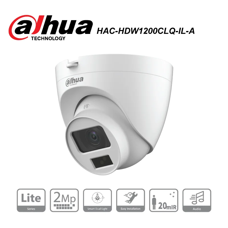 Dahua CCTV HAC-HDW1200CLQ-IL-A 2MP Smart Dual Light HDCVI Fixed-focal Eyeball Camera high-definition security motion system