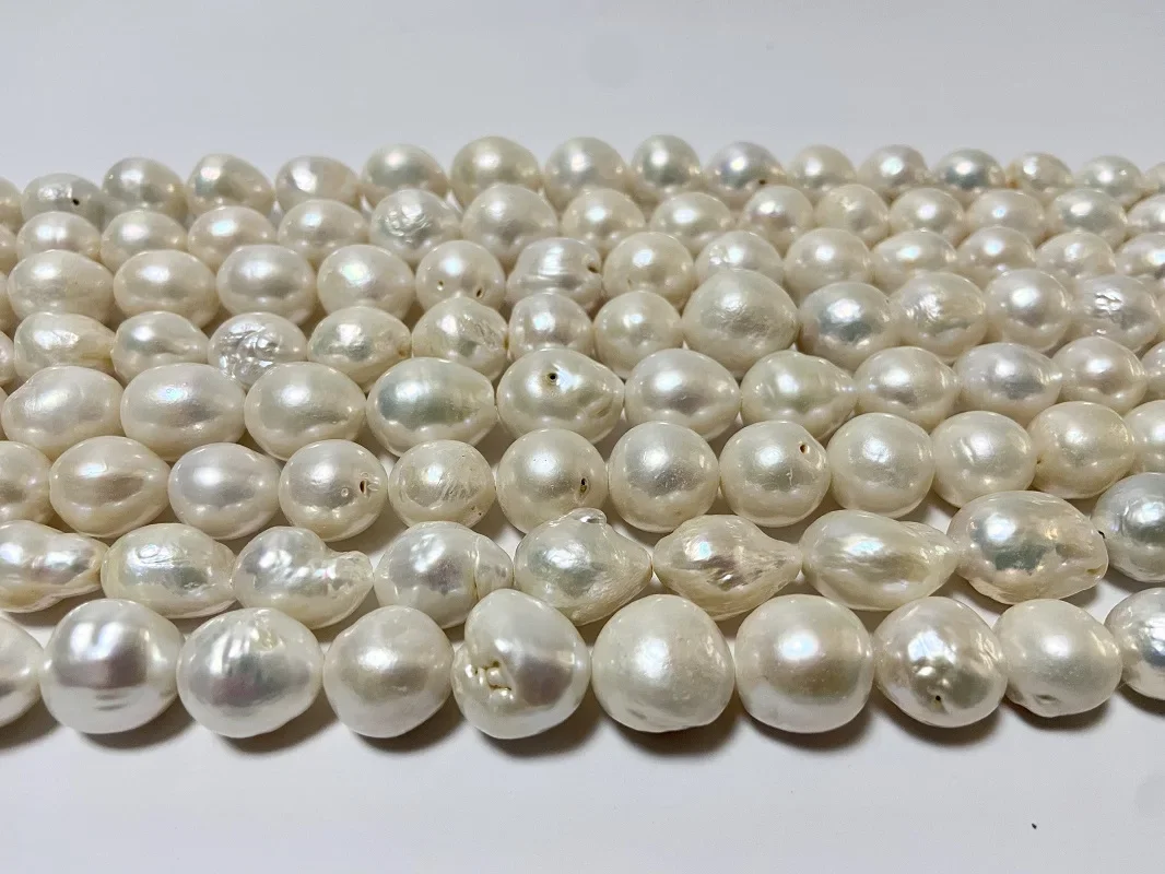 Classic 12-15mm White Pearl Long Necklace for Women Natural  Sea Pearls Fine  Sterling Silver Party Jewelry Gifts