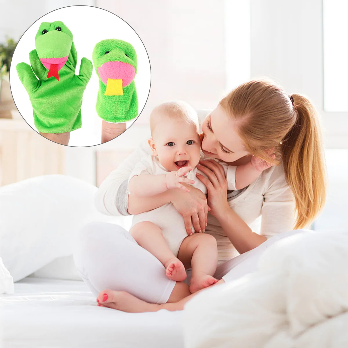 2 PCS Snake Hand Puppet Lovely Finger Kids Toy Toys Animal Shaped Polyester Creative Education Plaything Baby