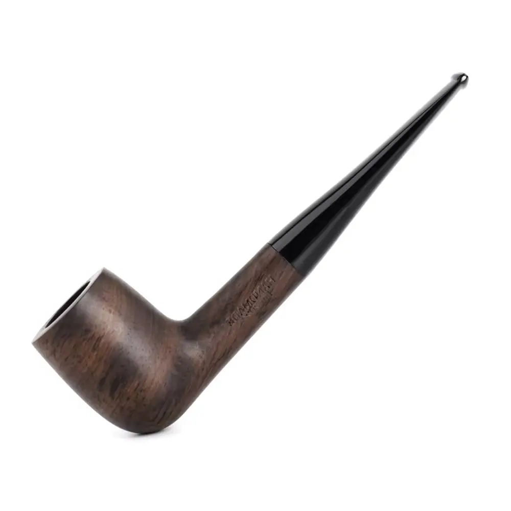 Straight Handle Billiard Tobacco Pipe Acrylic Long Stem 9mm Bore Ebonywood Solid Wood Pipe Father Day's Gift
