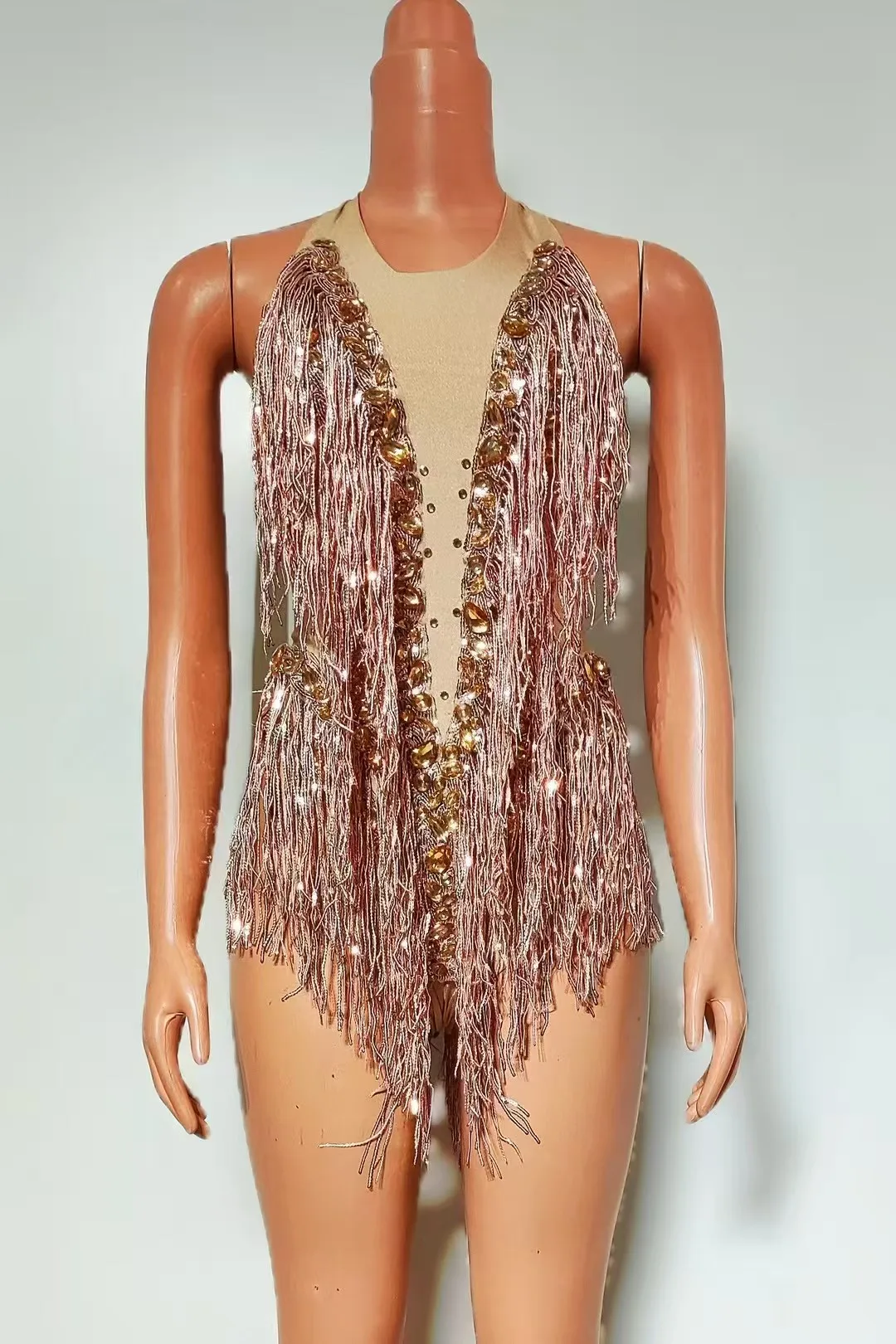 

High Quality Hot Stamping Tassel Sexy ElasticJumpsuit 2025 New Fashion Custom Women'S Clothing A757