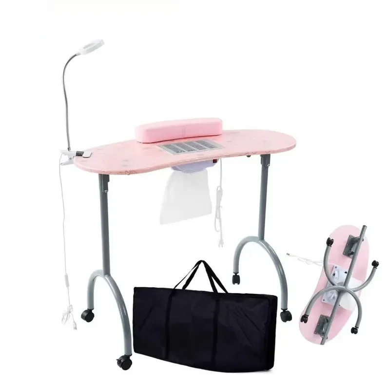 Portable Folding Manicure Table With LED Light Nail Desk Station For Salon Home Office Use Professional Beauty Equipment