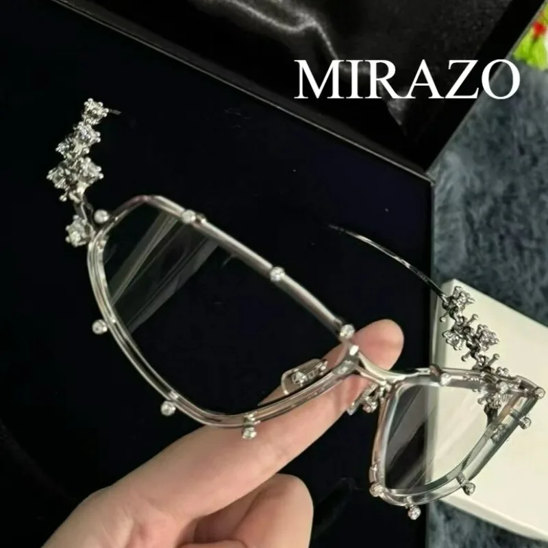 

Y2k Rhinestone Frame Vintage Eyeglasses Women Oversized Metal Glasses Frame Men Clear Lens Glasses Gm Sliver Optical Spectacle