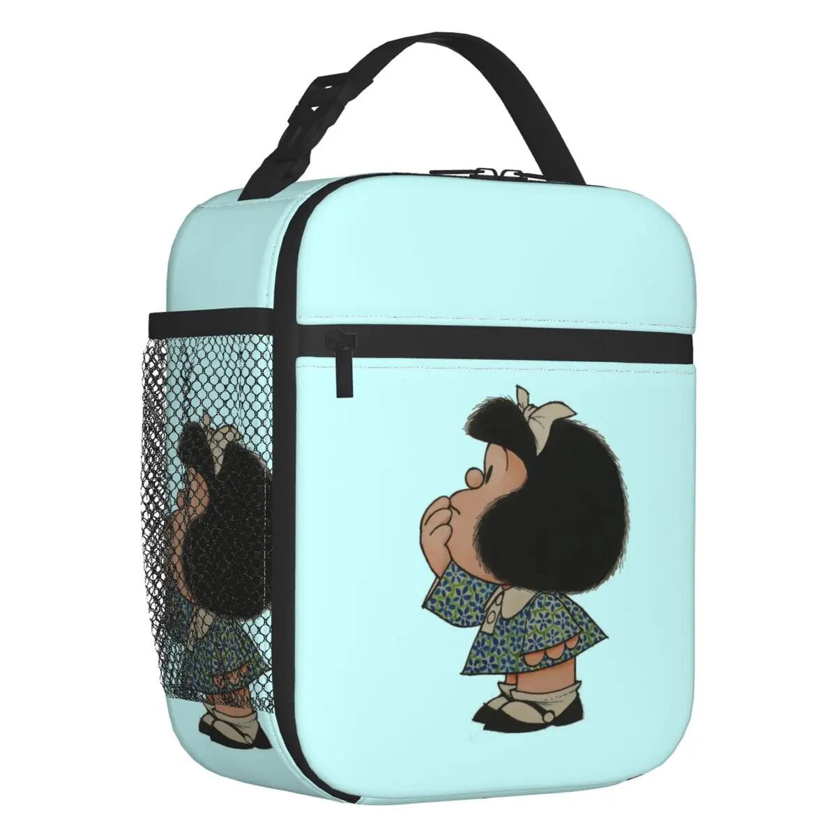 Custom Funny Mafalda Comic Cartoon Insulated Lunch Bags for Women Quino Portable Thermal Cooler Food Lunch Box School