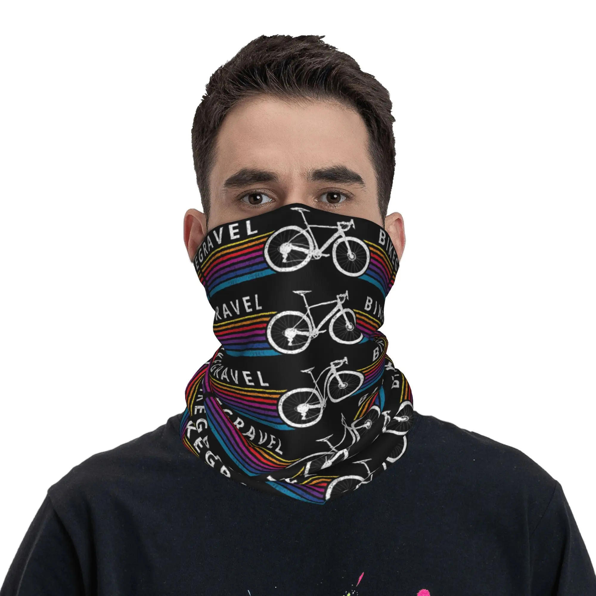 Gravel bike Rainbow Stripes Road cyclocross Bandana Neck Gaiter Printed Mask Scarf Cycling Scarf Riding For Men Women Adult