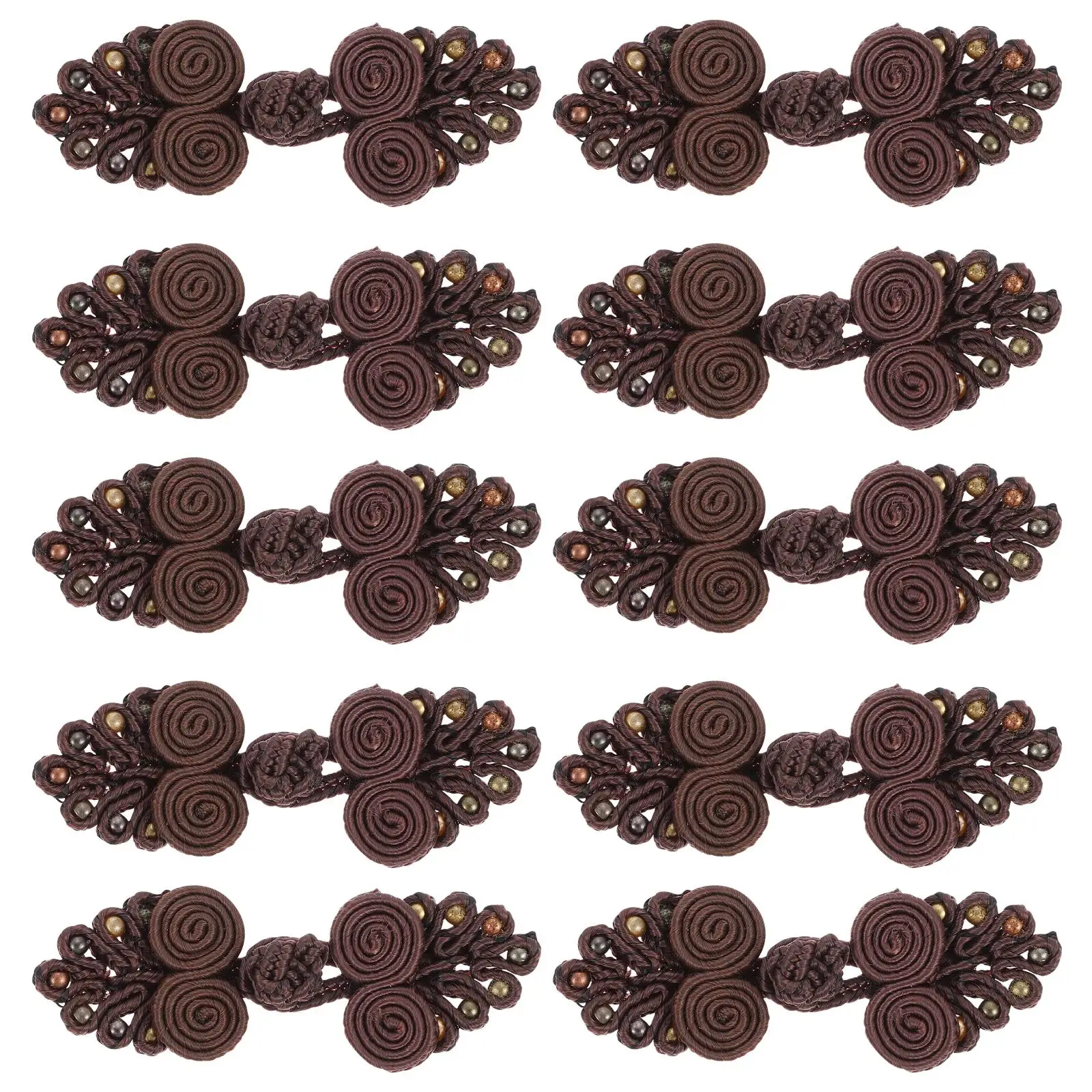 

10 Pcs Cheongsam Buttons Black Seven Beads Coat Closures Sewing Accessories Fashionable Versatile Non Fading Washable