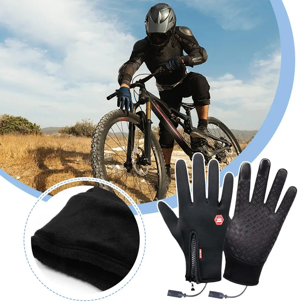 

Hot USB Heated Gloves Winter Electric Rechargeable Heated Gloves Outdoor Sports Anti-slip Windproof Bike Gloves Accessories