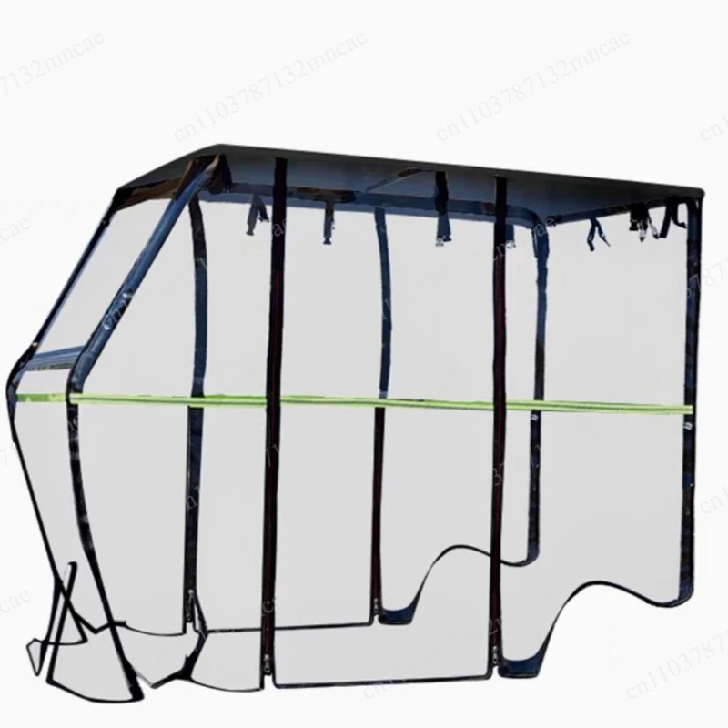 Three wheeled shed, rain curtain, minibus electric cover, fully transparent curtain, windproof and warm, thick double-layer