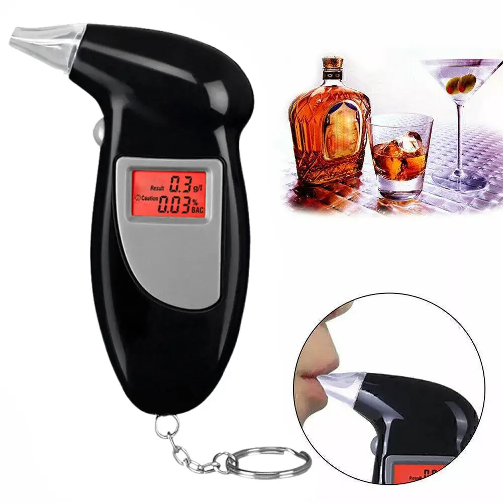 Professional Alcohol Breather Tester Analyzer Test Breathalizer Breathalyser Devicelcd Keychain Screen E7f6