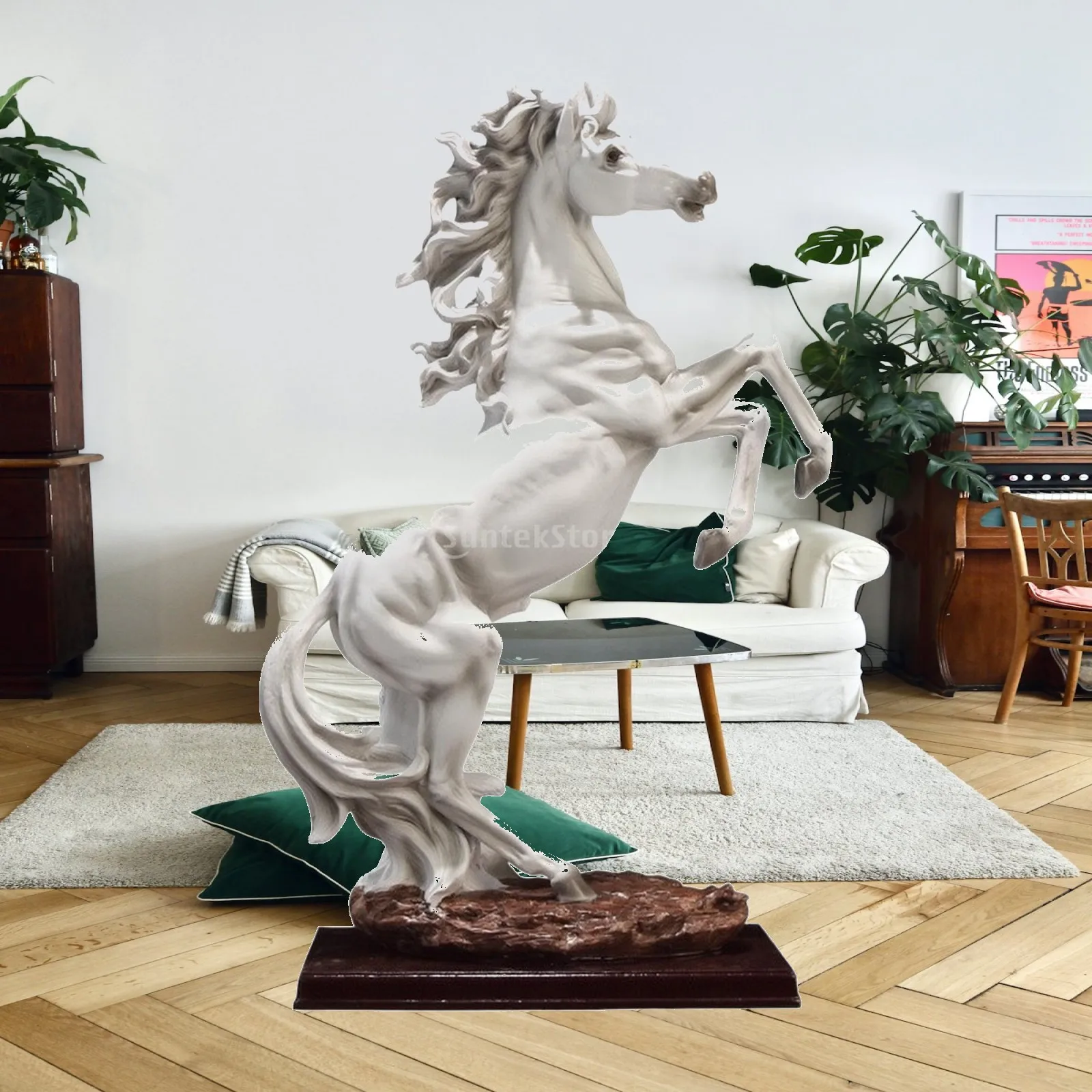 Rearing Horse Statue Resin Rearing Horse Figurine Elegant Modern for Art Collectors, Living Room, Office