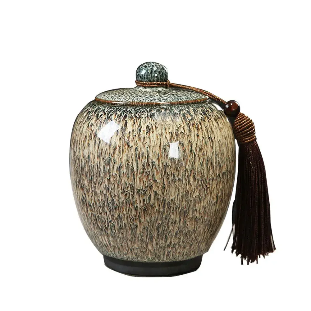 

Khaki Gradient Glaze Ceramic Funeral Pet Urn for Memorials Cubic Inches of Ashes Pet Cremation Urn for Ashes