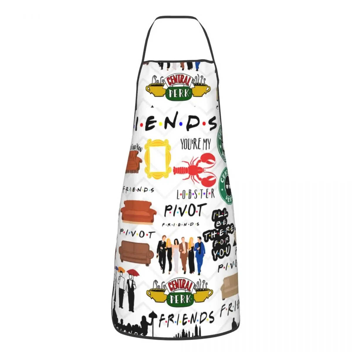 Vintage Friends Symbol Collage Apron for Women Men Unisex Bib TV Show Kitchen Cooking Tablier Cuisine Chef Gardening