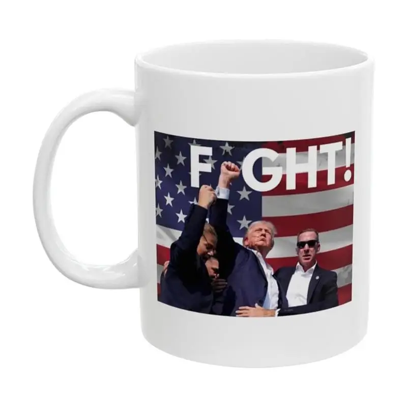 President Coffee Cup 11oz Survivor Fight Strong Fist Pump Mug 2024 Ceramic Take America Back Cup President Novelty Coffee Mug