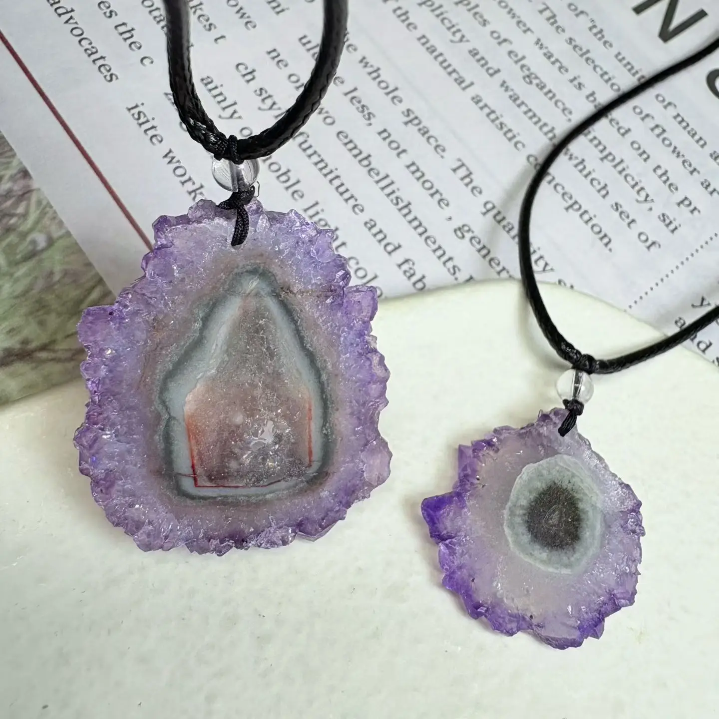 

1Pc Natural Raw Rough Amethyst Flower Pendant Amethyst Slice Shape Reiki Healing Stone Jewelry Gift Women Men