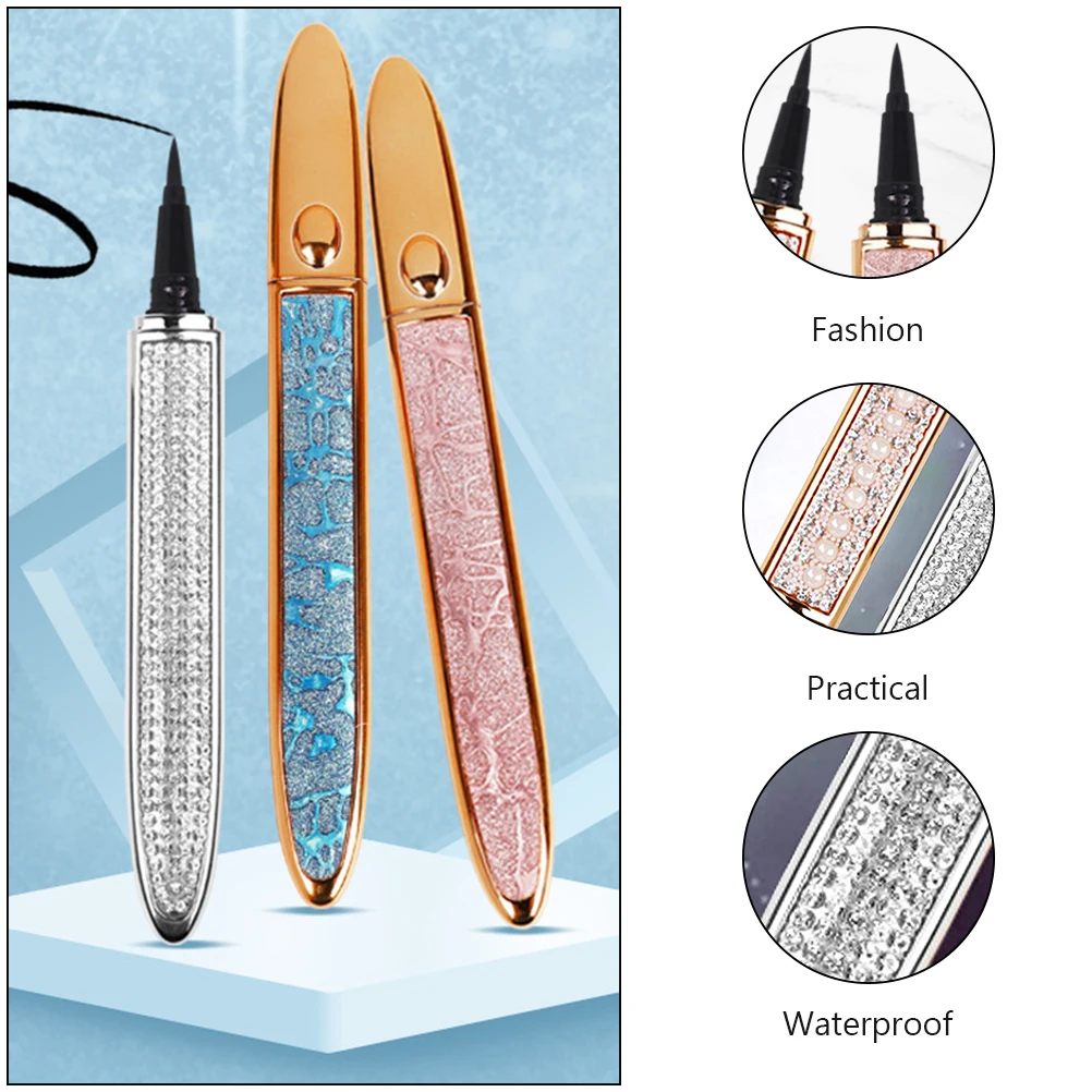 

2pcs Self-Adhesive False Eyelash Eyeliner Waterproof Smudge Proof Long Lasting Quick Dry Ultra Fine Tip Makeup Supplies