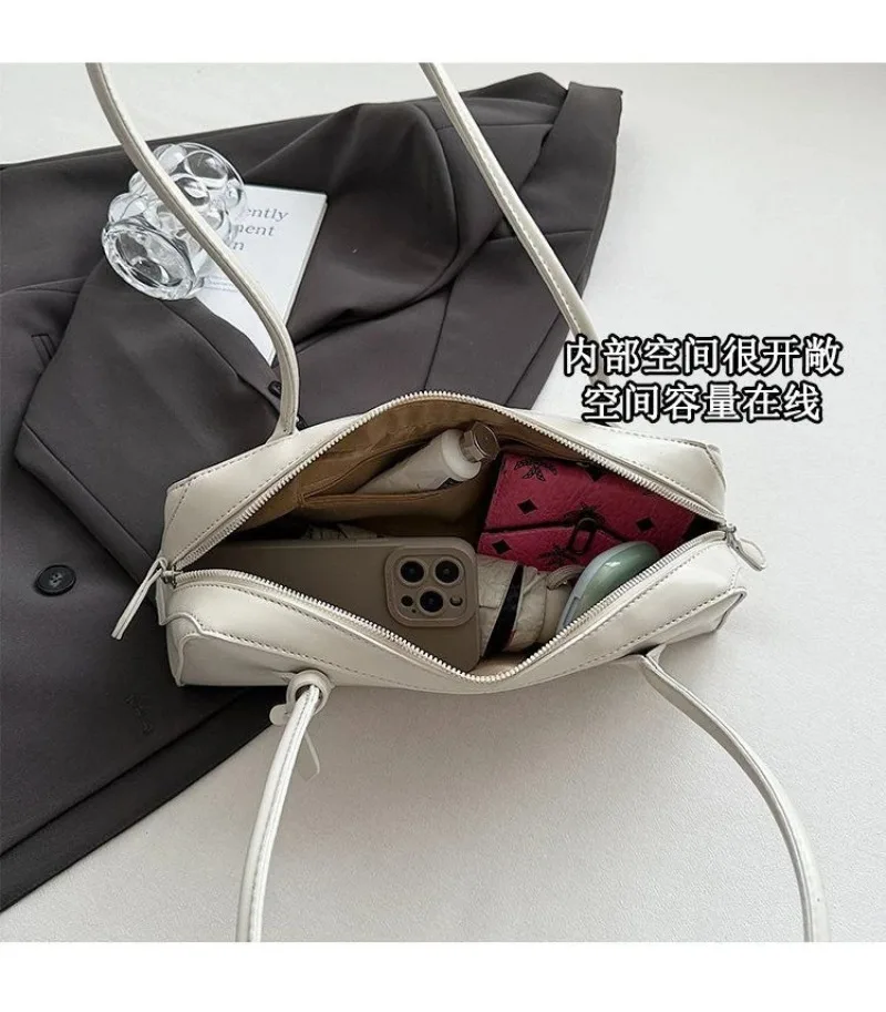 Vintage Lange Schultertasche für Damen, Luxuriöse Rindsleder-Handtasche, Damen-Umhängetasche für Pendlerinnen und Einkäufe – Detail 16