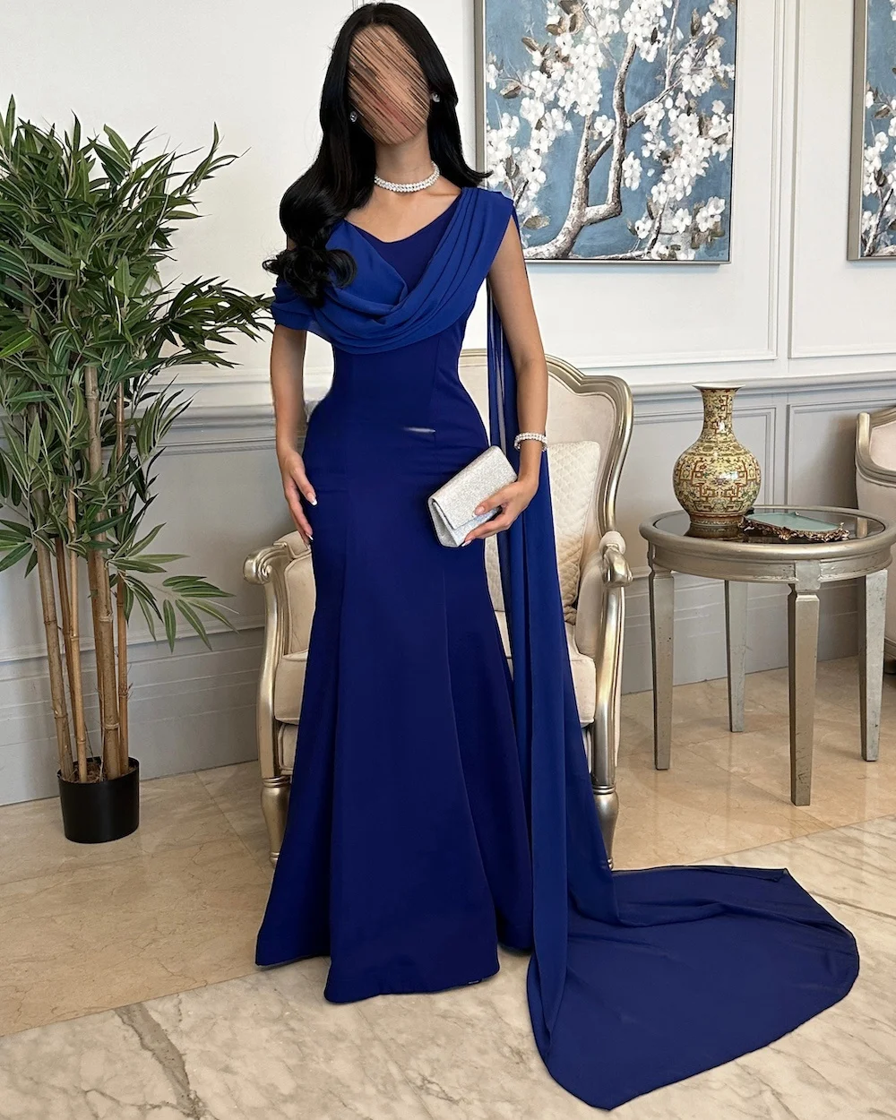 

Mina Customized Off the Shoulder Arabic Evening Dress Luxury Party Dress V-neck Women's Elegant Dresses for Special Occasions