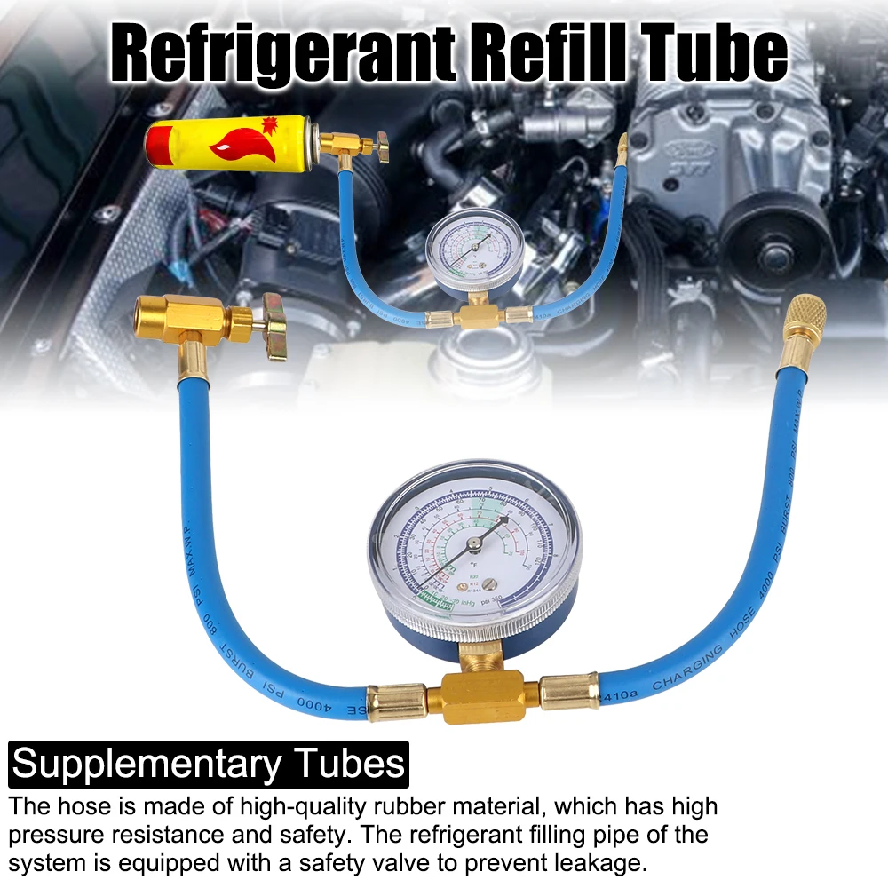 Reparing Tools Refrigerant Recharge Hose R134A Accessories Car Air Conditioning Pressure Gauge Measuring Kit
