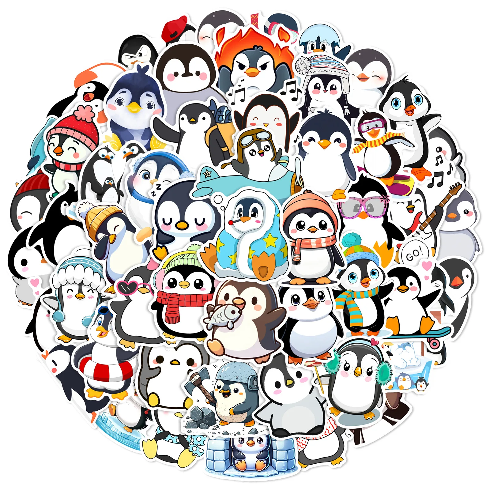 50PCS Cute Penguin Graffiti Stickers Kawaii Animal Decal Decoration Laptop Phone Guitar Skateboard Classic Kid Toys Party Gift