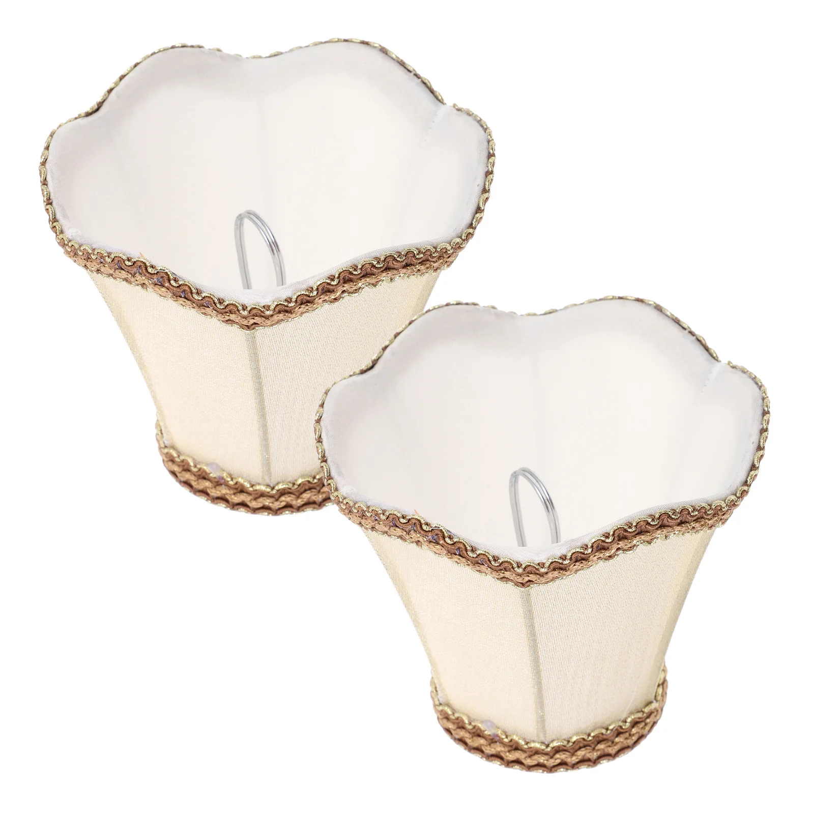 

2Pcs Fabric Lampshade Scalloped Clip on Replacement for Candelabra Chandelier Table Floor Lamp Shades Soft Diffused Light Cover