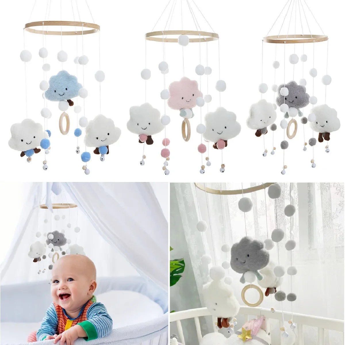 Bed Wind Chime Indoor Hang Wind Chimes Mobile Rattle Toy for Home Bedroom Livingroom Decor Baby Grasp Training Color Recognition