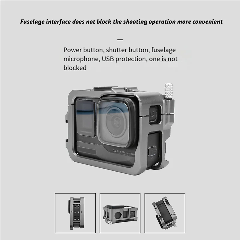 A47F-قفص معدني لـ Insta360 Ace Pro حافظة واقية بإطار معدني مع ملحقات كاميرا الحذاء البارد المزدوج