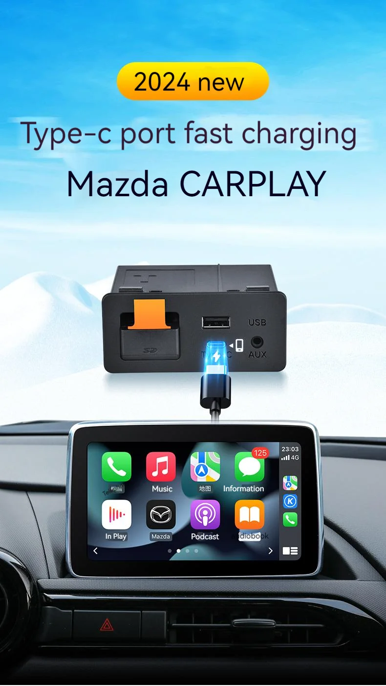 Type-c Fast Charging Bluetooth Wireless Apple CarPlay Android Auto Adapter Hub OEM for Retrofit Mazda 2 3 6 CX30 CX5 CX8 CX9 MX5 – Detail 2