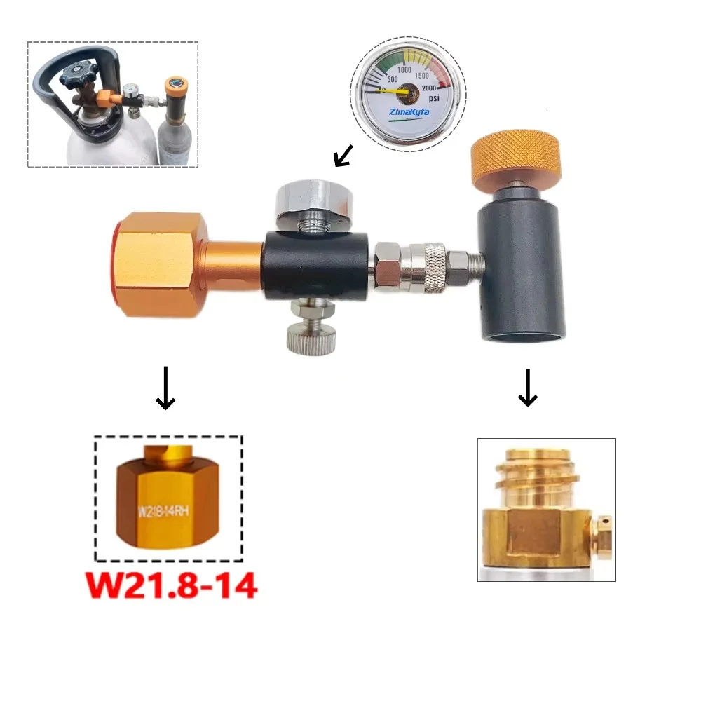 Co2 Filling Station for Charging SodaStream Fizzi Spirit Source Blue Gas Cylinder (TR21-4 Thread ) from Large Tank