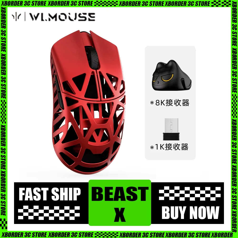 Wlmouse Beast X Mouse Wanling 8k Magnesium Alloy Lightweight Three Mode Wireless Gaming Mouse Paw3395 Pc Gamer Accessorise Gifts