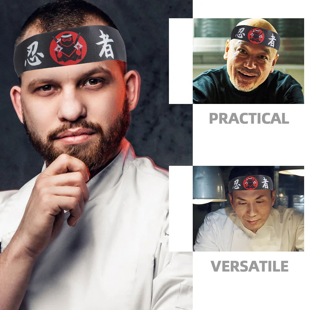 2 Pcs Ninja Print Headband Japanese Men Karate Decorative Chef Headbands Accessories for Tie Wide Women Japanese-style