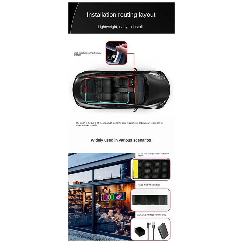 Led Matrixpaneel Programmeerbaar Flexibel Scherm Ip65 Display Animatiebericht Scrollteken App Controle Auto 'S Winkel Bar