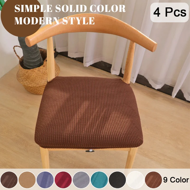 

4PCS Stretch Spandex Horn Chair Seat Slipcover Solid Color Removable Washable Anti-Scratch Chair Protector Four Seasons for Home
