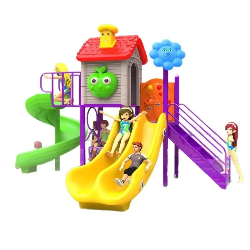 Kindergarten outdoor slides, children's amusement facilities, large combined plastic swings outside the community park