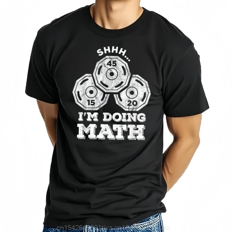 Shhh IM Doing Math Funny Weight Lifting Workout Training T-Shirt Short Sleeve Comfort Breathe Man Tshirt Loose Casual Y2k Tees