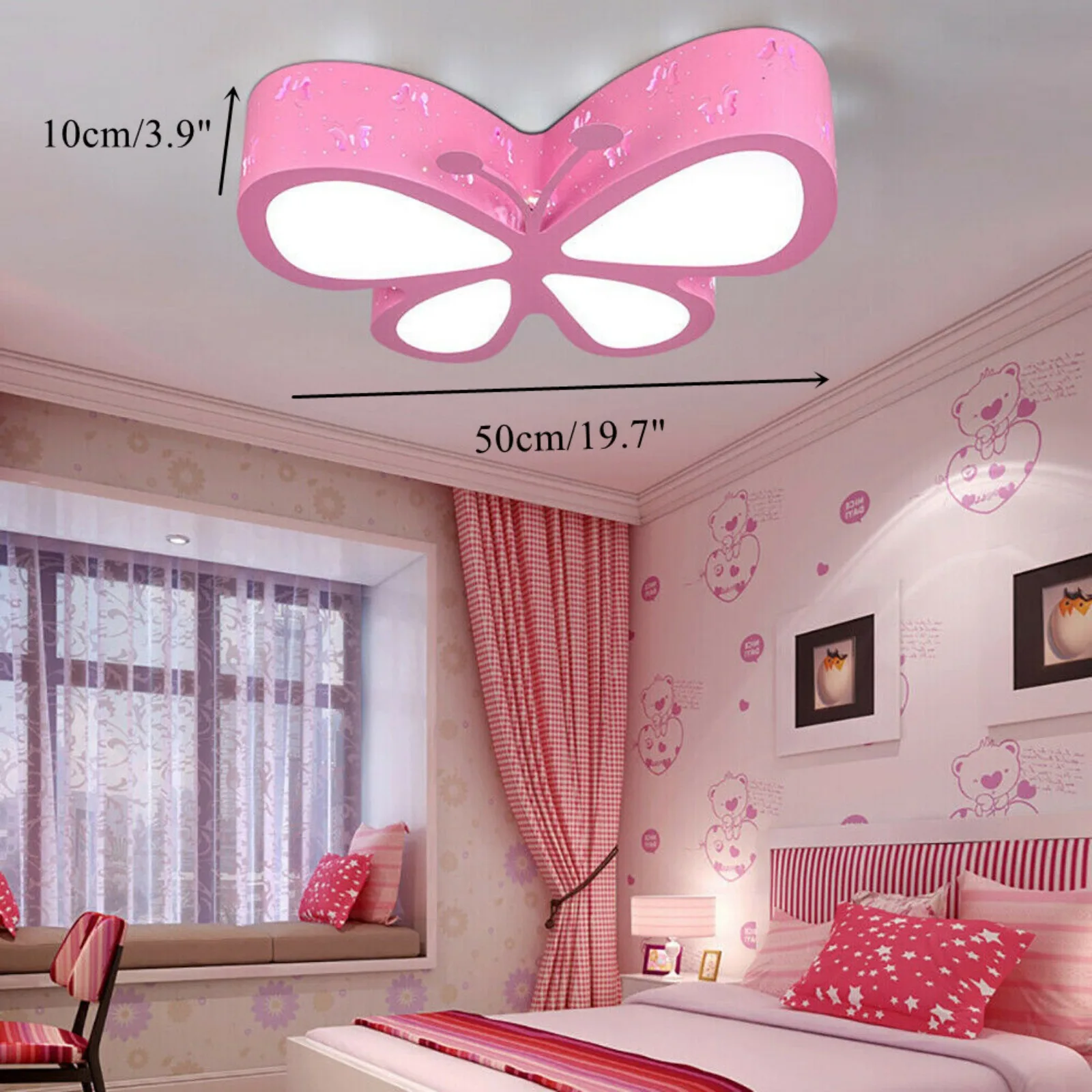 

50cm Cartoon Butterfly Ceiling Light, Dimmable LED Ceiling Lamp, Creative Butterfly Shape Lighting Fixture, No Remote Control