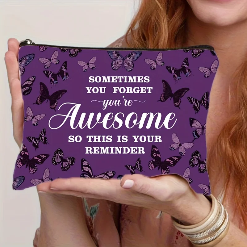 One Purple Makeup Bags Purple Butterfly Gift Makeup Bags Purple Women’s Gift Accessory Zippered Makeup Bag Travel Puche