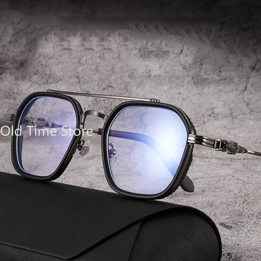 New Fashion Men Sunglasses Oversized Frame Women Anti-blue Light Transparent Glasses UV400 Eyewear Flat Mirror Eyeglass