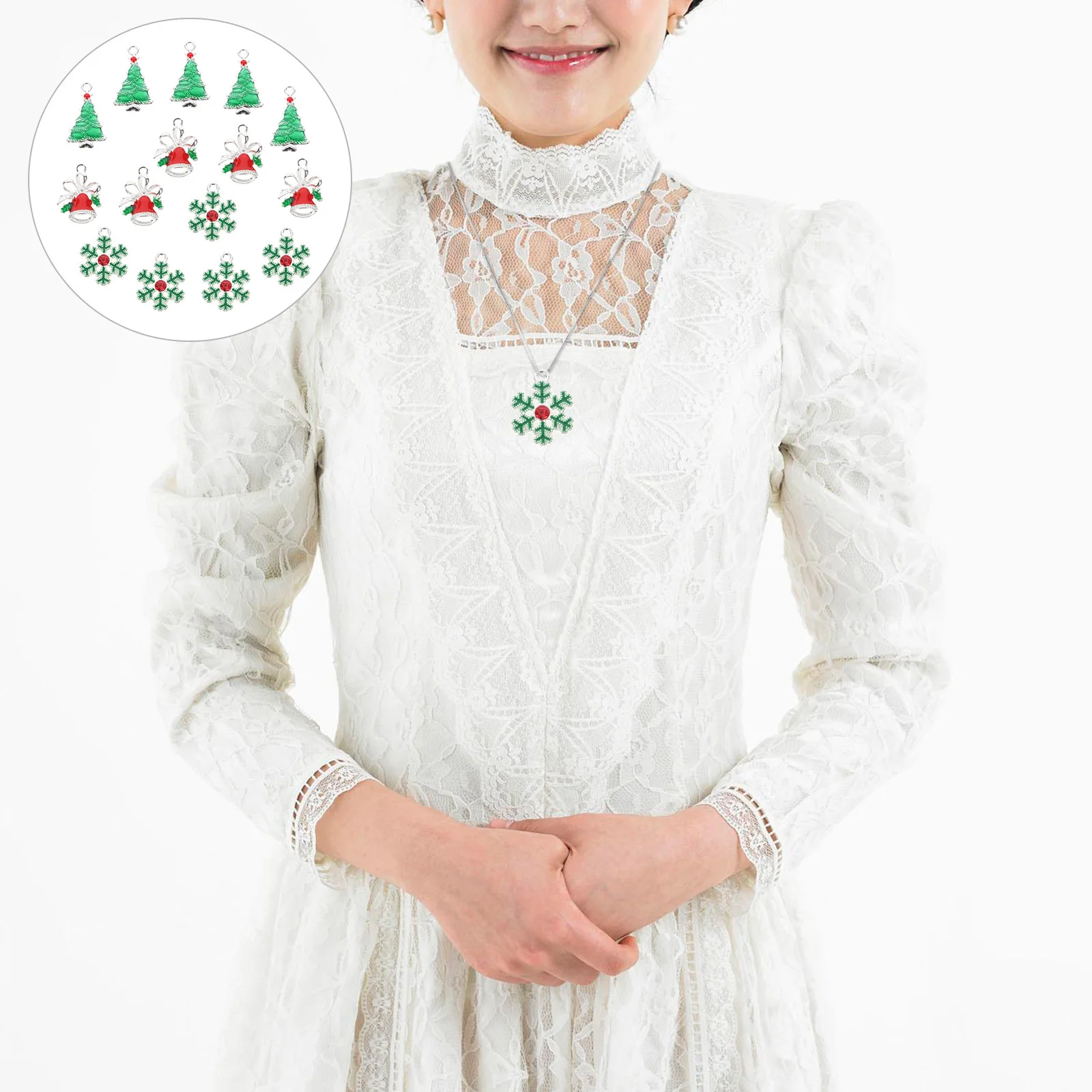 

15 шт., подвеска из сплава, очаровательный рождественский набор «сделай сам», для ожерелья, браслета, серег, рождественской елки, снежинки, колокольчика, кулон, ювелирные подвески