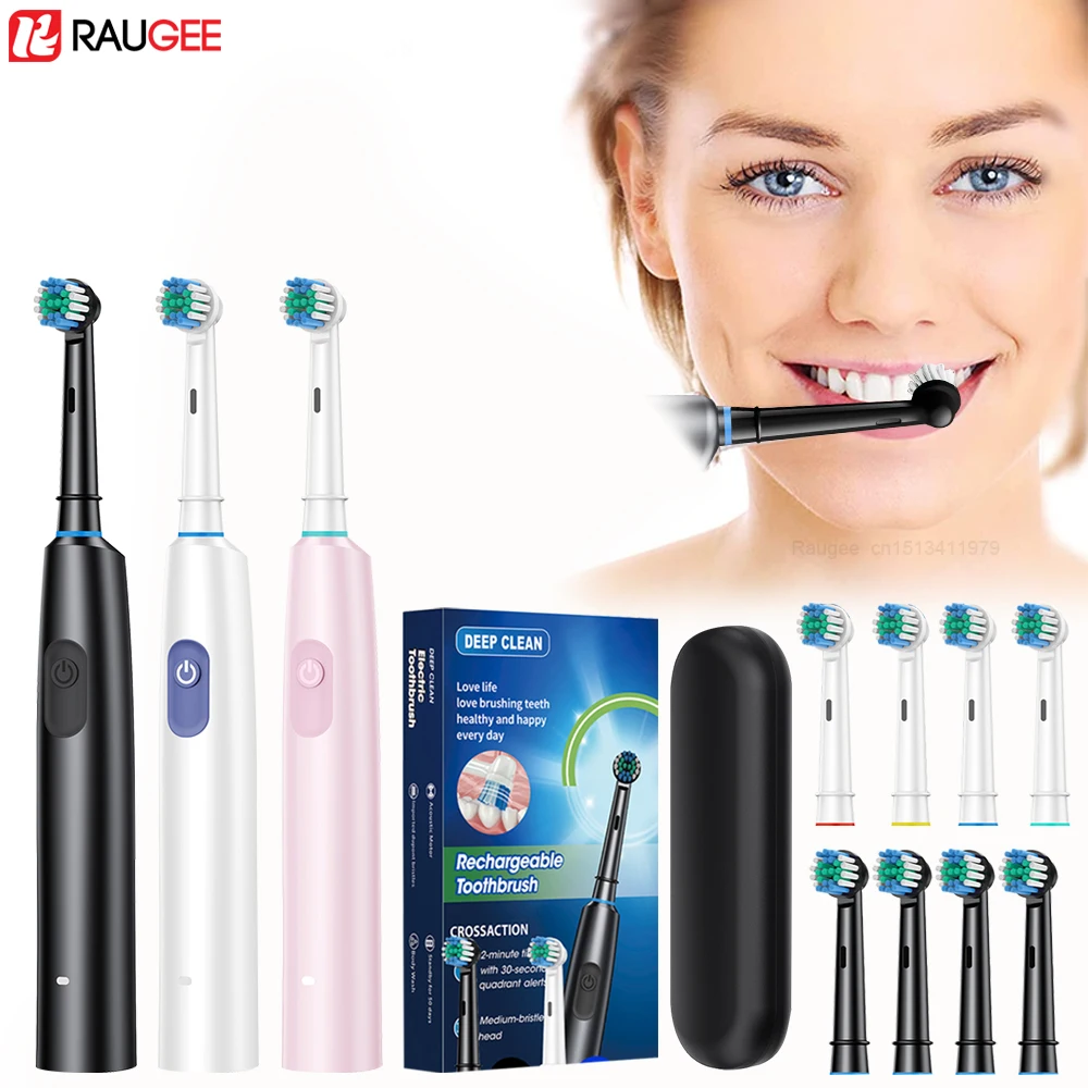 Electric Toothbrush Intelligent Rotating Toothbrush Fully Automatic Rechargeable Rotary Teethbrush With Replacement Brush Heads