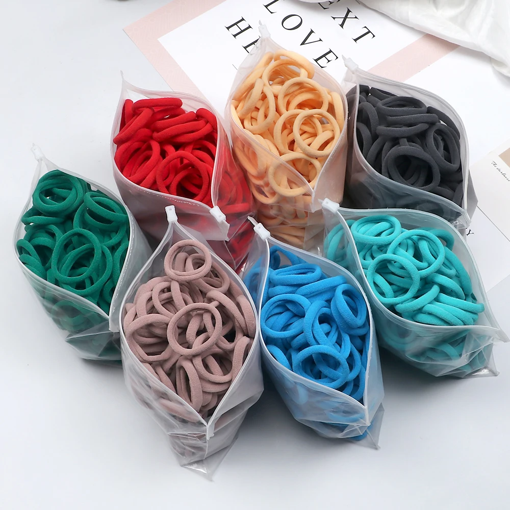 50Pc/Lot Girl Colorful Nylon Elastic Hair Bands Women Basic Rubber Band Headband Scrunchie Kids Ponytail Holder Hair Accessories