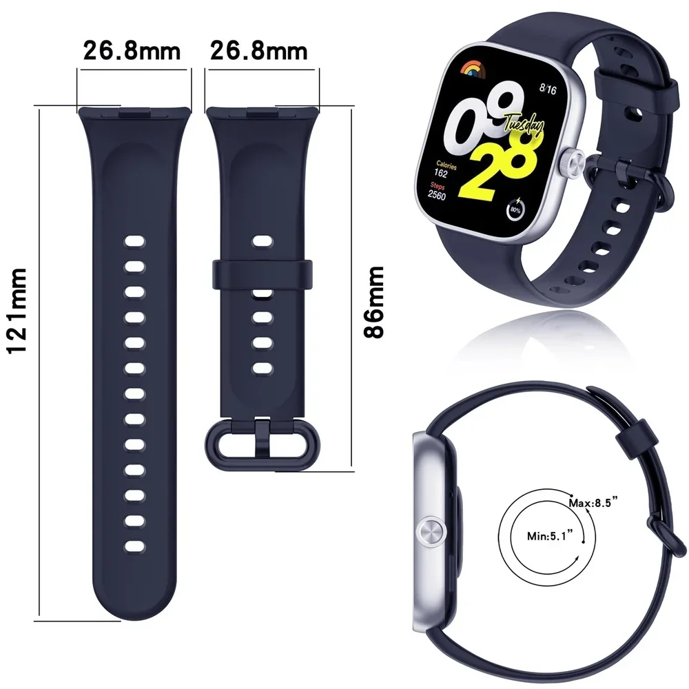 Bracelet en silicone souple pour Redmi Watch 4, bracelet de sport Mi Band, ceinture de remplacement, accessoires pour Xiaomi Band 8 Pro, bracelet de montre Correa