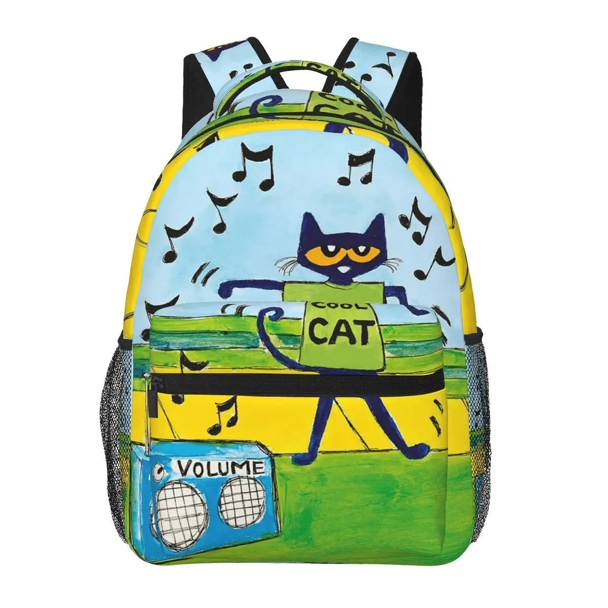 Pete The Cat Playing Guitar Backpacks Boys Girls Bookbag Students School Bag Cartoon Travel Rucksack Shoulder Bag Large Capacity