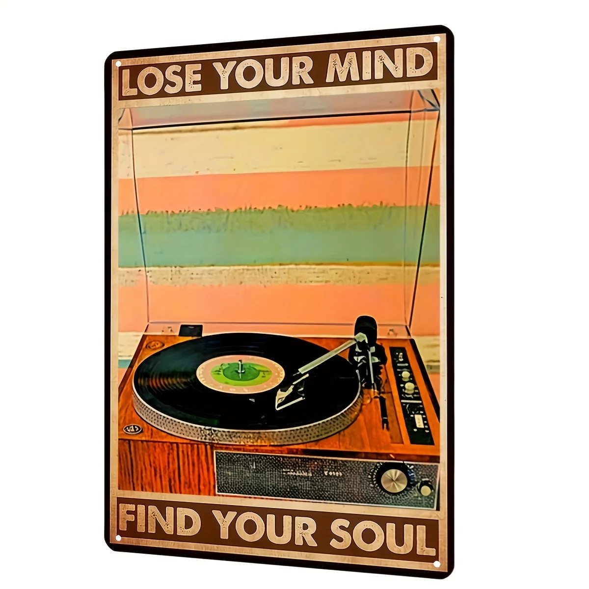 Vintage Vinyl Record Metal Wall Art Sign Retro DJ Turntable Design with