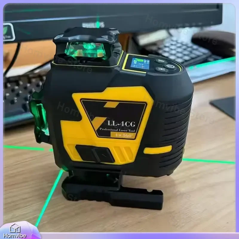 4D 16-Line Self-Leveling Laser Level with Digital Angle Display for Construction Renovation Home Improvement Woodworking