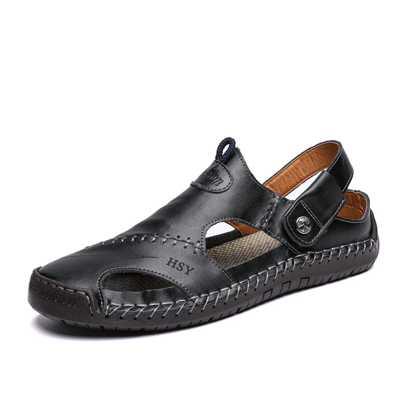 Sandalias de cuero para hombre, zapatos de playa a la moda, cómodos, informales, clásicos, talla 48