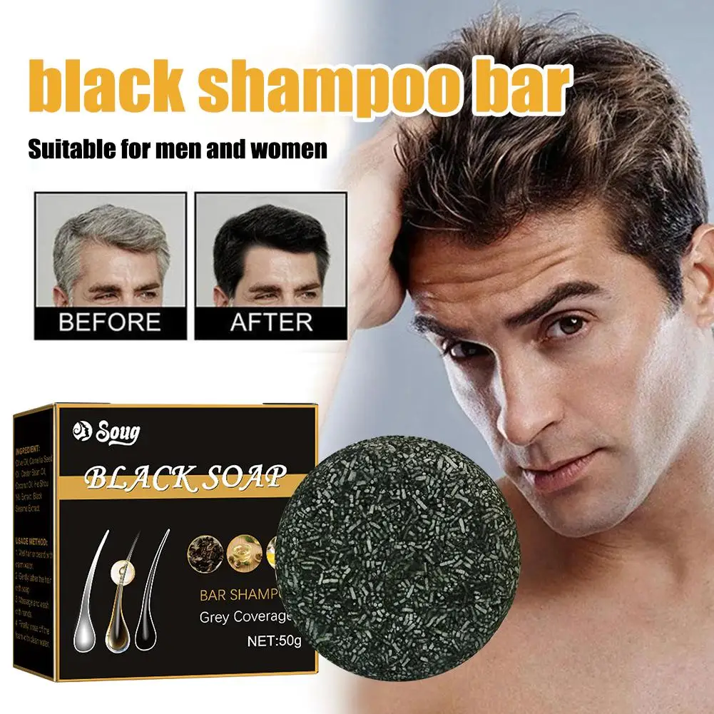 Black Shampoo Soap For Hair Hair Nourishing Shampoo Soap Black Shampoo Soap Regrow Hair Bar Gray White Color Dye 50g Y3x3