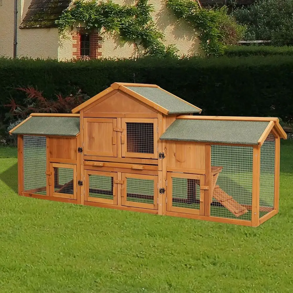 

Большой уличный курятник с ПВХ-полом, 6 дверями и нескользящими лестницами для различных животных (79.5 x 33.66 x 20.66)