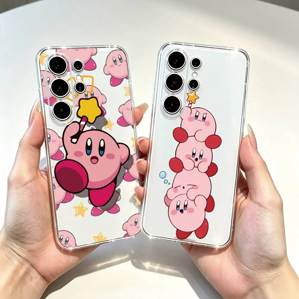 K-Kirbys-PC Cartoon Pink gift Phone Case Transparent Silicone Soft For Samsung S25,S24,S21,S22,S23,S30,Ultra,S20,Plus,Fe