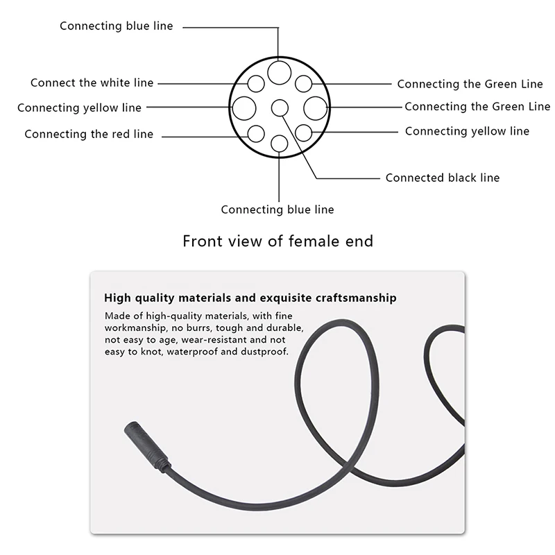 전기 자전거 모터 연장 케이블 커넥터, 암-수 전기 자전거 모터 케이블, 전기 자전거 액세서리, 9 핀 M6, M10
