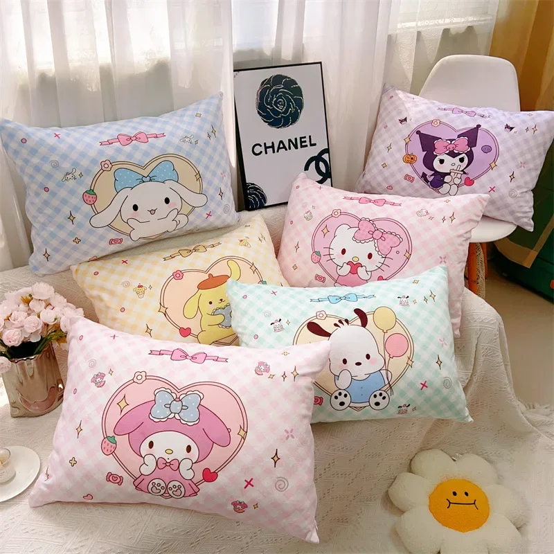 Sanrio Cute Hello Kitty Cartoon Household Pillowcase Single Thick Pillowcase Girl Adult Children Student Dormitory Pillow Cover